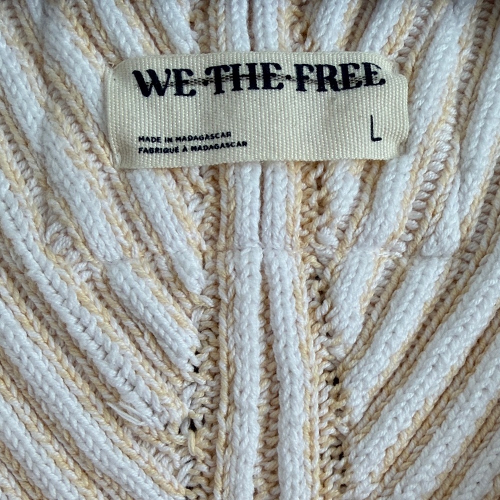 NWOT We The Free Freeway Cream V-Neck Sweater L Large - Picture 4 of 7